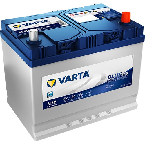 VARTA Blue Dynamic EFB N72 12V 72Ah 760A (CCA) 261x175x220 19kg