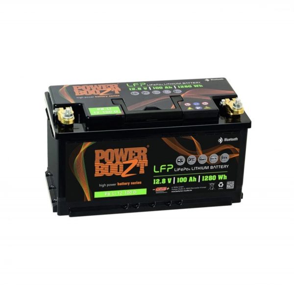 PowerBoozt PB-Li12-100D Lithium Batterij 12.8V 100Ah 12kg 353x175x190